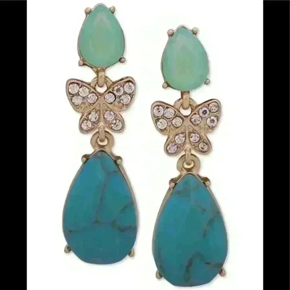 Lonna & Lilly newGold Tone Pave Butterfly Earrings